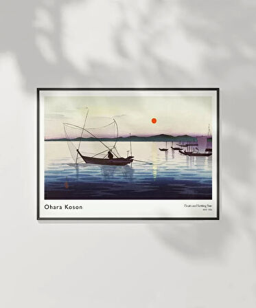 Çerçevesiz Poster Ohara Koson Tekneler ve Batan Güneş