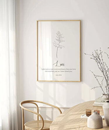 Çerçevesiz Poster El Çizimi Çiçek Motifli