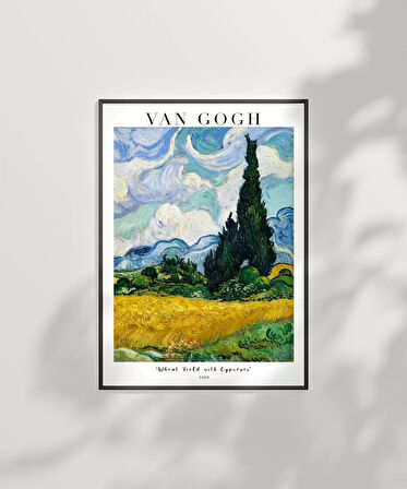 Vincent Van Gog Eygalières Yakınlarında, Haut Galline'de Servi Ağaçlı Buğday Çerçevesiz Poster Tarlası