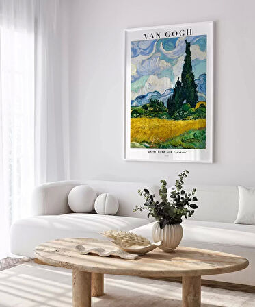 Vincent Van Gog Eygalières Yakınlarında, Haut Galline'de Servi Ağaçlı Buğday Çerçevesiz Poster Tarlası