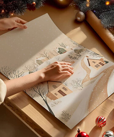 Çerçevesiz Poster Dağ Evine Giden Kış Yolu