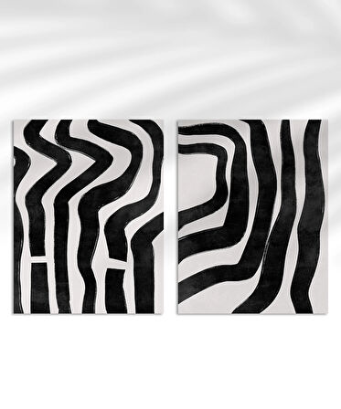 Çerçevesiz Poster Monokrom Zebra Çizgileri 2'li