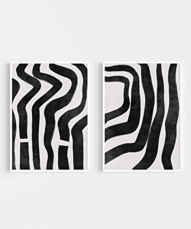 Çerçevesiz Poster Monokrom Zebra Çizgileri 2'li
