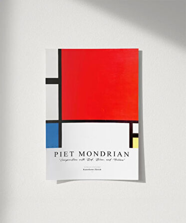 Çerçevesiz Poster Piet Mondrian Kırmızı, Mavi ve Sarıdan Oluşan Kompozisyon