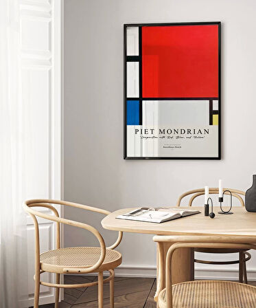Çerçevesiz Poster Piet Mondrian Kırmızı, Mavi ve Sarıdan Oluşan Kompozisyon