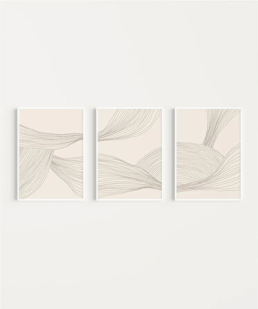 Çerçevesiz Poster Minimalist Organik Formlar 3'lü