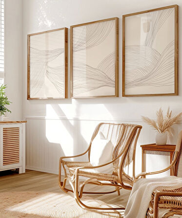 Çerçevesiz Poster Minimalist Organik Formlar 3'lü
