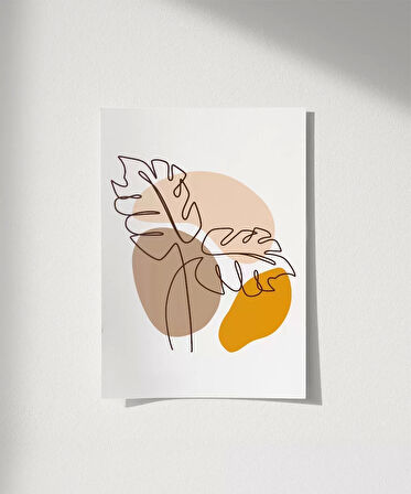 Çerçevesiz Poster Çizgisel Bitki No 2