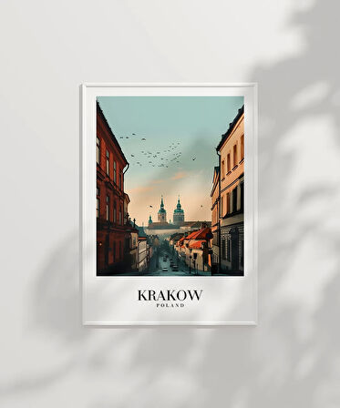 Çerçevesiz Poster Krakow Tarihi Sokakları ve Silüeti i