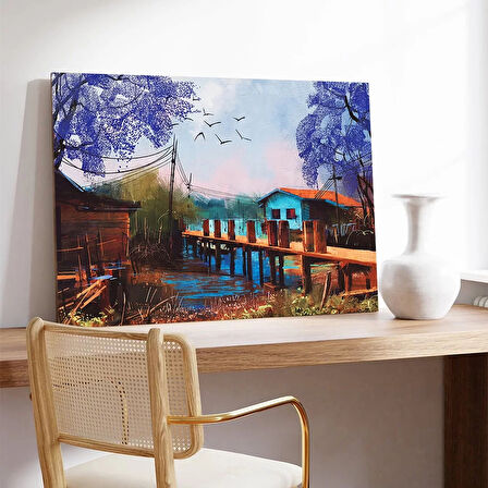 Kış Masalı Köyü Kanvas Tablo