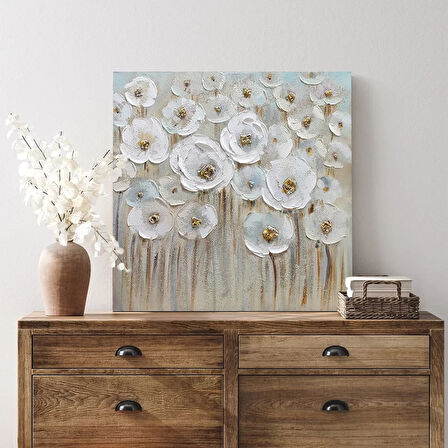 Beyaz Çiçek Bahçesi Kanvas Tablo