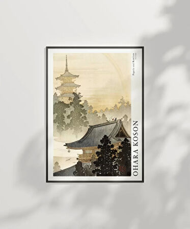 Çerçevesiz Poster Ohara Koson Pagoda ve Gökkuşağı