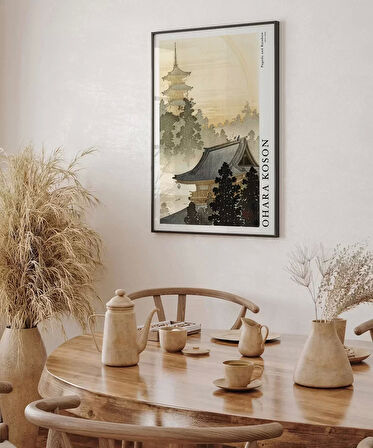 Çerçevesiz Poster Ohara Koson Pagoda ve Gökkuşağı