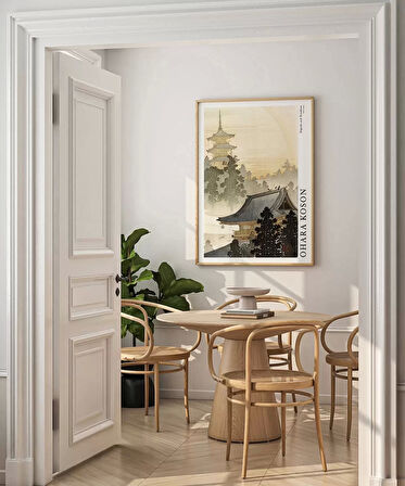 Çerçevesiz Poster Ohara Koson Pagoda ve Gökkuşağı