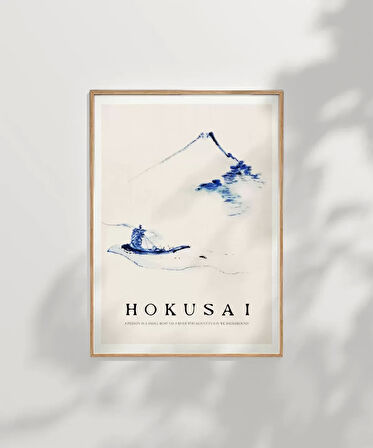 Çerçevesiz Poster Hokusai Fuji Dağı Önünde Teknede Bir Kişi