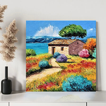 Rengarenk Bahçe Evi Kanvas Tablo