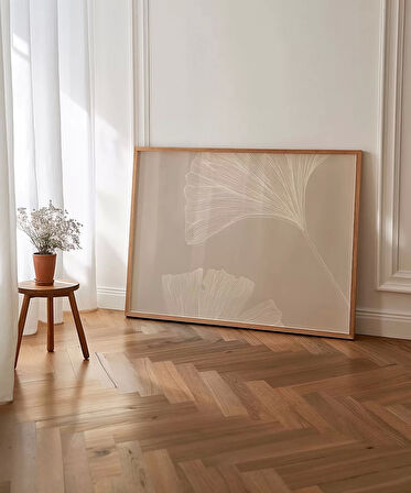 Çerçevesiz Poster Ginkgo Yaprağı Minimalist