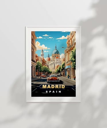 Çerçevesiz Poster Madrid Şehir Sokakları ve Tarihi Atmosfer