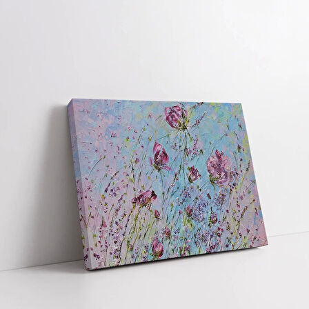 Soyut Pembe Çiçek Kanvas Tablo