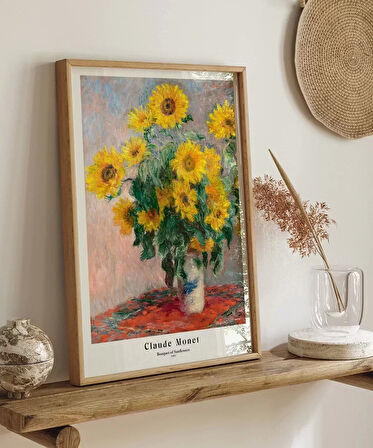 Çerçevesiz Poster Claude Monet Ayçiçeği Buketi