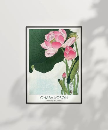 Çerçevesiz Poster Ohara Koson Çiçek Açan Lotus Çiçekleri 3