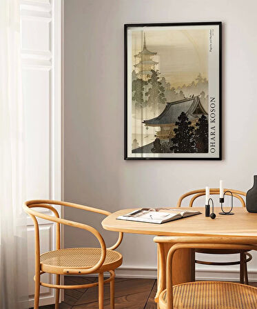Çerçevesiz Poster Ohara Koson Pagoda ve Gökkuşağı