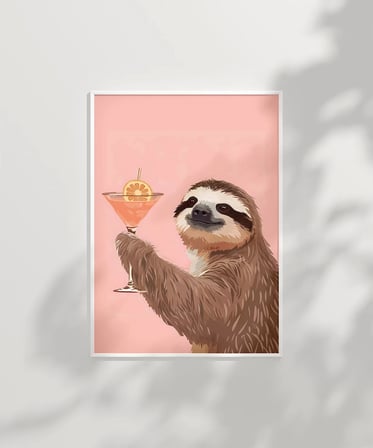 Çerçevesiz Poster Tembel Kokteyl Keyfi