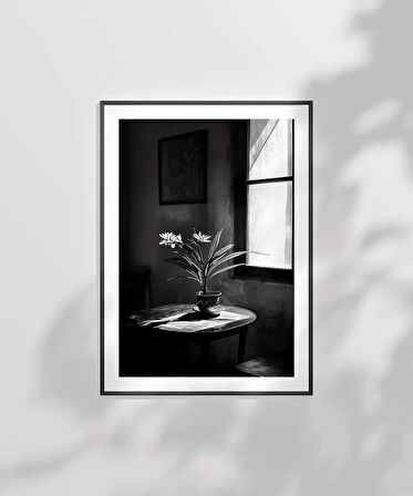 Çerçevesiz Poster Gölge ve Çiçek