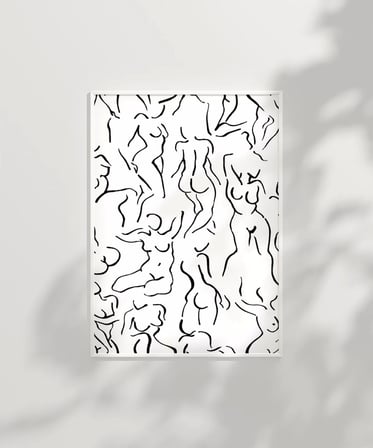 Çerçevesiz Poster Modern Sanat Stilinde Soyut Nü Desenli