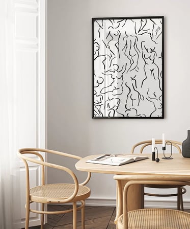Çerçevesiz Poster Modern Sanat Stilinde Soyut Nü Desenli