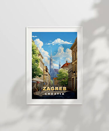 Çerçevesiz Poster Zagreb Katedrali Sokak Manzarası