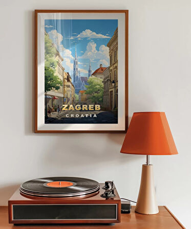 Çerçevesiz Poster Zagreb Katedrali Sokak Manzarası