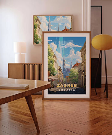 Çerçevesiz Poster Zagreb Katedrali Sokak Manzarası