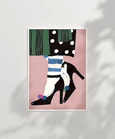 Çerçevesiz Poster Çizgi ve Puantiye Zarafeti