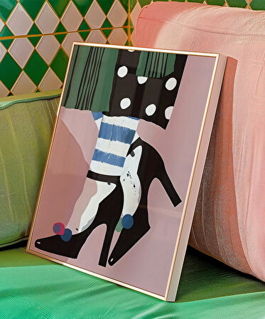 Çerçevesiz Poster Çizgi ve Puantiye Zarafeti