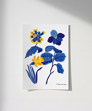 Çerçevesiz Poster Mavi Bahçe Sevgiyle Tasarlanmış