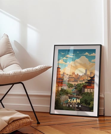 Çerçevesiz Poster Xi'an Tarihi ve Modern Perspektif Sanatsal