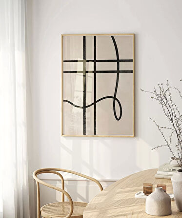 Çerçevesiz Poster Soyut Geometrik Hatlar Minimalist