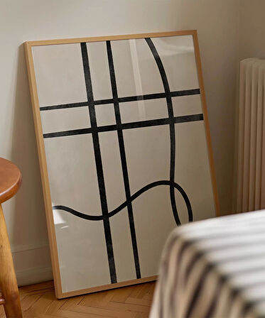 Çerçevesiz Poster Soyut Geometrik Hatlar Minimalist