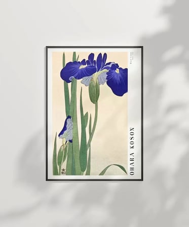 Çerçevesiz Poster Ohara Koson Mavi Irisler