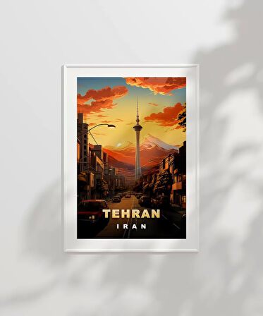 Çerçevesiz Poster Tahran’ın Zarif Silüeti ve Dağ Manzarası
