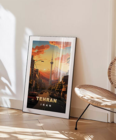 Çerçevesiz Poster Tahran’ın Zarif Silüeti ve Dağ Manzarası
