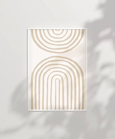 Çerçevesiz Poster Nötr Tonlarda Geometrik Desenli