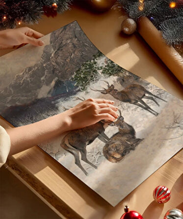 Çerçevesiz Poster Dağ Geyikleri Sanat