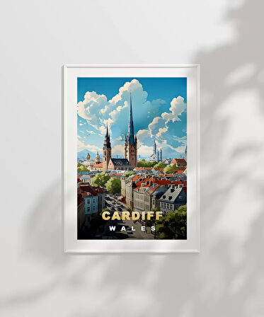 Çerçevesiz Poster Cardiff Manzarası Galler Sanatsal