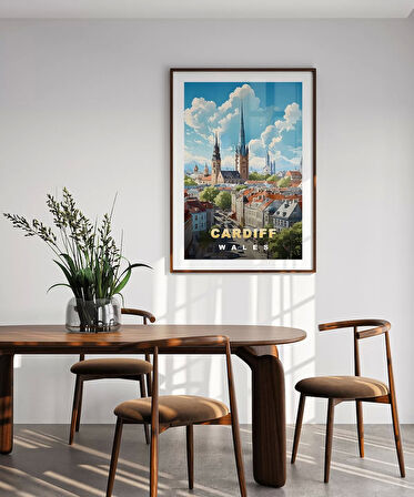 Çerçevesiz Poster Cardiff Manzarası Galler Sanatsal