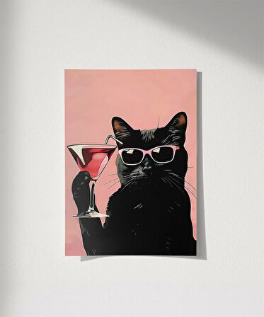 Çerçevesiz Poster Gözlük ve Kokteyl