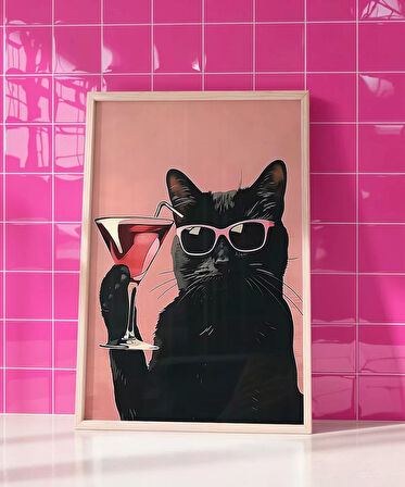 Çerçevesiz Poster Gözlük ve Kokteyl