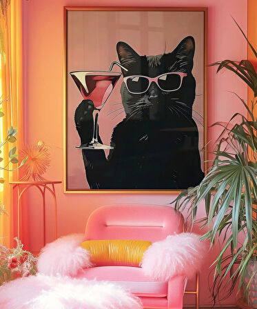 Çerçevesiz Poster Gözlük ve Kokteyl