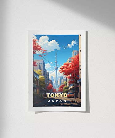 Çerçevesiz Poster Sonbahar Renkleriyle Tokyo Manzarası